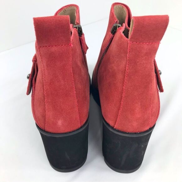 Eileen Fisher TINKER Brick Red Suede Leather Wedge Heel Lug Sole Ankle Bootie - Picture 12 of 16